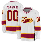 Long Sleeve Custom Hockey Fan Shirt with Your Name and Number with Custom Front Back Sleeve Details for Ice Hockey Teams