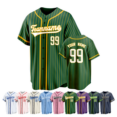 Pinstripe Personalized Baseball Shirt with Team Name and Logo