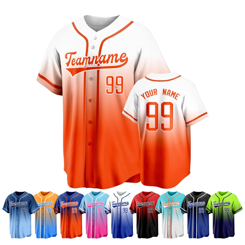 Custom Button Down Baseball Jersey with Name and Number Stitched Printed
