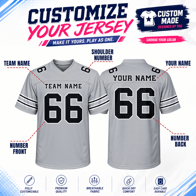Custom American Football Jersey with Custom Front and Back Team Uniform