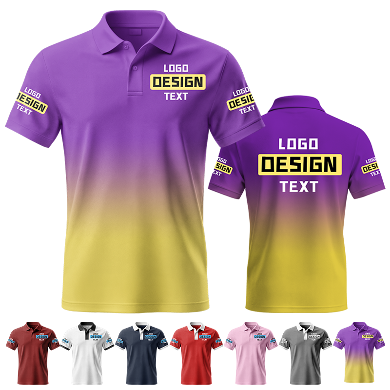 Custom Short Sleeve Printed Polo Shirt for Holiday Gift with Printed Logo Name Text