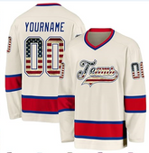 Custom Hockey Fan Jersey with Shoulder Patch with Custom Text Number Sleeve Patch and Team Logo Design