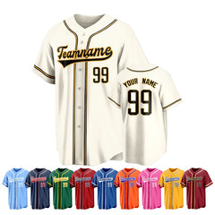 Custom Button Down Baseball Jersey with Custom Text and Number Stitched Printed