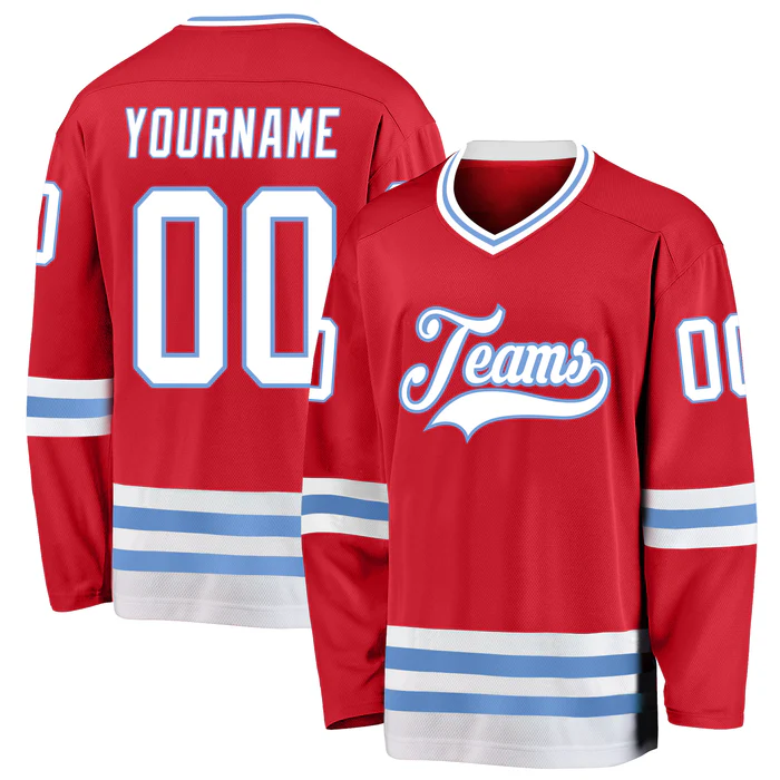 Custom Ice Hockey Team Jersey for Tournament Uniform with Custom Logo Name Number for School Teams and Fan Groups