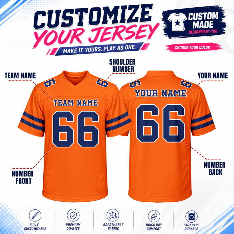 Loose Fit Personalized American Football Jersey Stitched Printed Custom Design