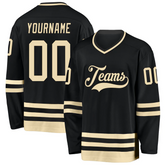 Striped Custom Hockey Fan Shirt with Shoulder Patch with Custom Chest Logo Back Name Number and Sleeve Patch