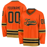 Custom Hockey Team Uniform with Your Name and Number with Custom Text Number Sleeve Patch and Team Logo Design