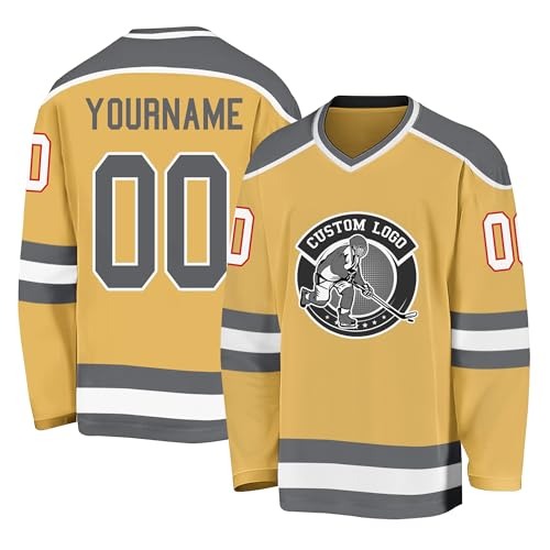 Custom Hockey Shirt with Custom Front and Back Team Uniform with Custom Text Number Sleeve Patch and Team Logo Design