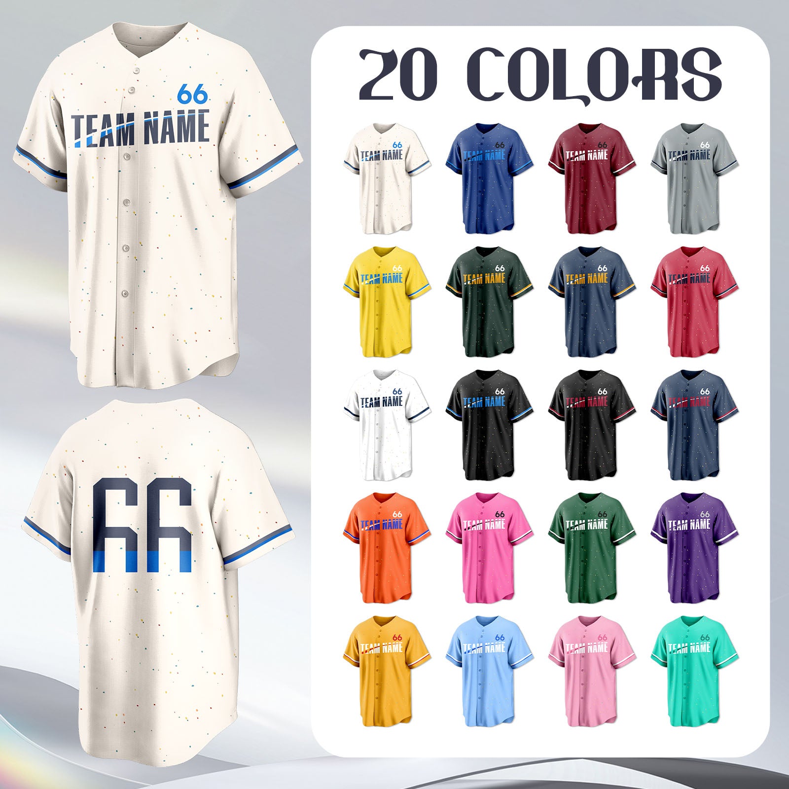 Practice Style Custom Baseball Team Jersey with Team Logo and Number
