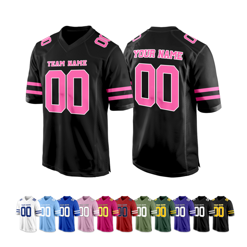 Custom Football Fan Shirt with Front Team Name and Back Number with Stitched Printed