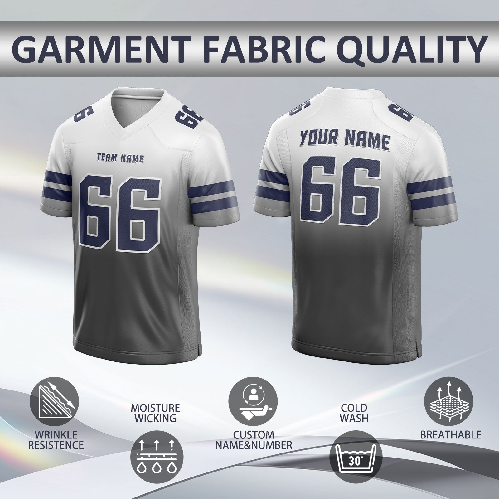 Breathable Custom American Football Jersey with Team Name and Player Number