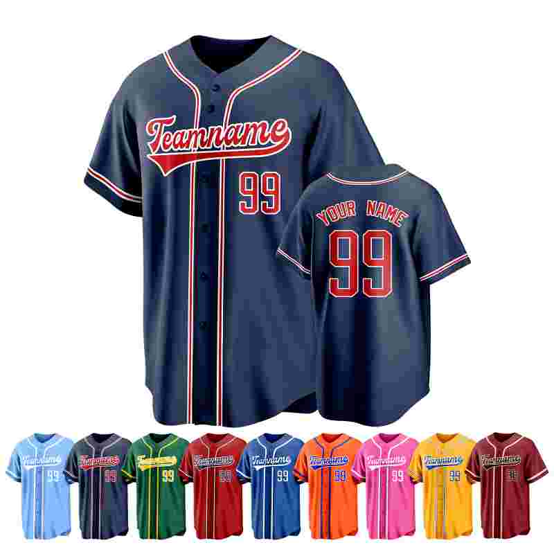 Custom Button Down Baseball Jersey with Team Logo and Number for Team Gift