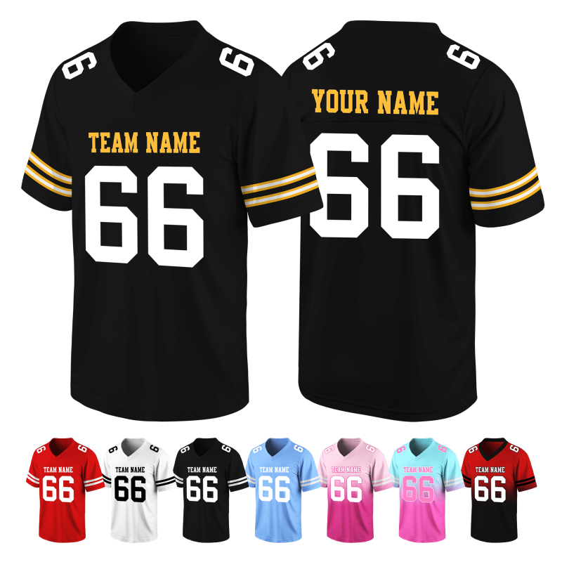 Personalized Team Football Jersey with Back Name and Number for Competition Outfit
