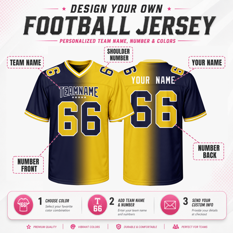 Custom Football Uniform with Custom Patch Logo Stitched Printed Name Number Logo