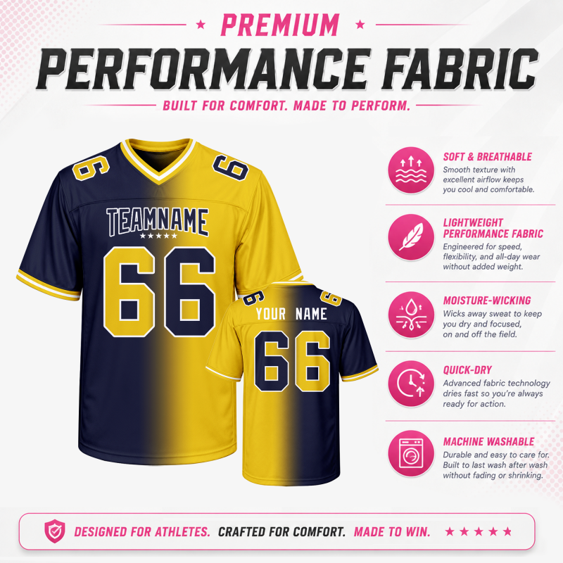Custom Football Uniform with Custom Patch Logo Stitched Printed Name Number Logo