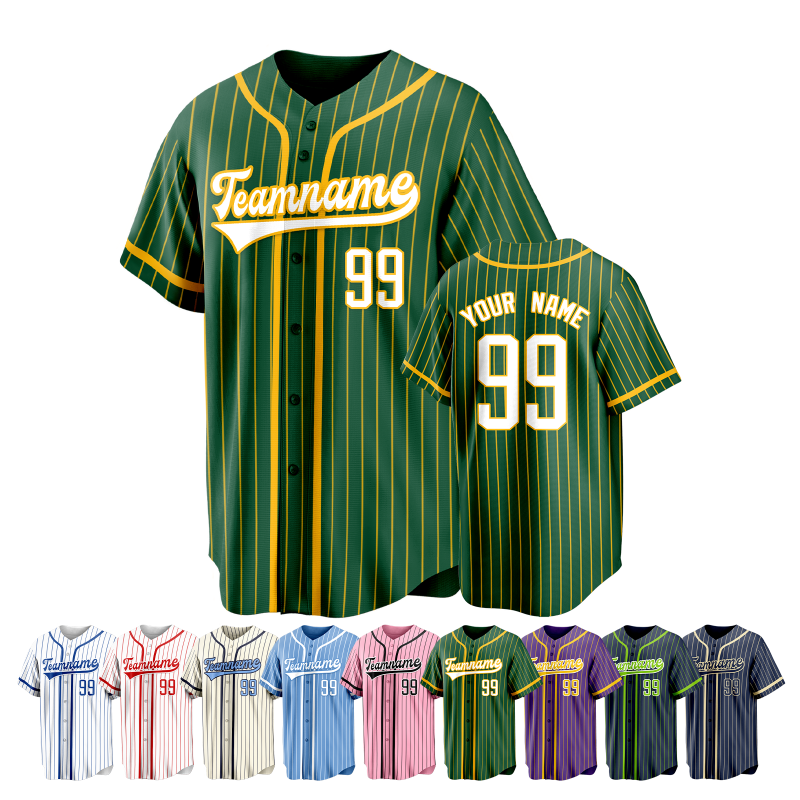 Pinstripe Personalized Baseball Shirt with Team Name and Logo