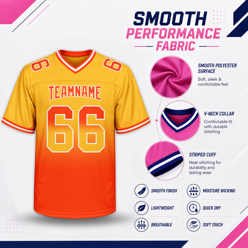 Custom Football Shirt with Custom Front Text with Stitched Printed Custom Design