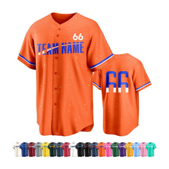 Custom Button Down Baseball Jersey Breathable with Name and Number