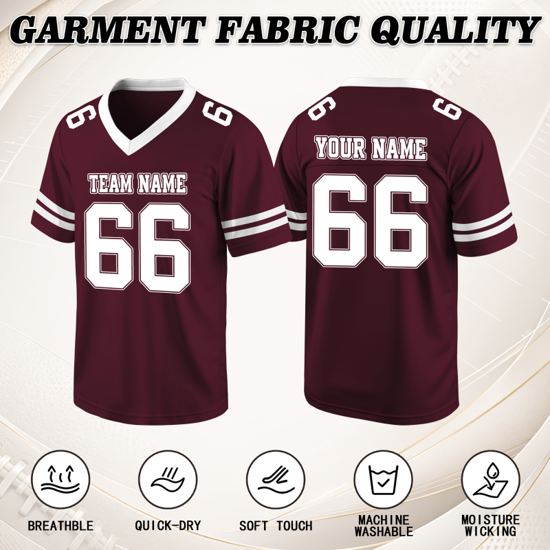 Custom Team Football Uniform with Shoulder Number Stitched Printed Name Number