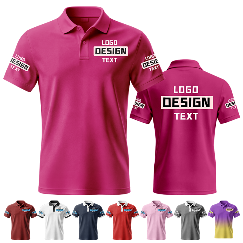 Custom Staff Printed Polo Shirt with Printed Logo Name Text for Work Uniform