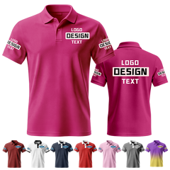 Custom Staff Printed Polo Shirt with Printed Logo Name Text for Work Uniform