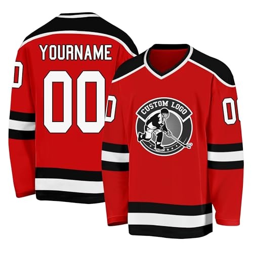 Custom Hockey Shirt with Personalized Team Logo with Stitched Printed Team Logo for Teams Players Fans Men Women Youth Kids