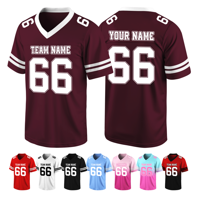 Custom Team Football Uniform with Shoulder Number Stitched Printed Name Number