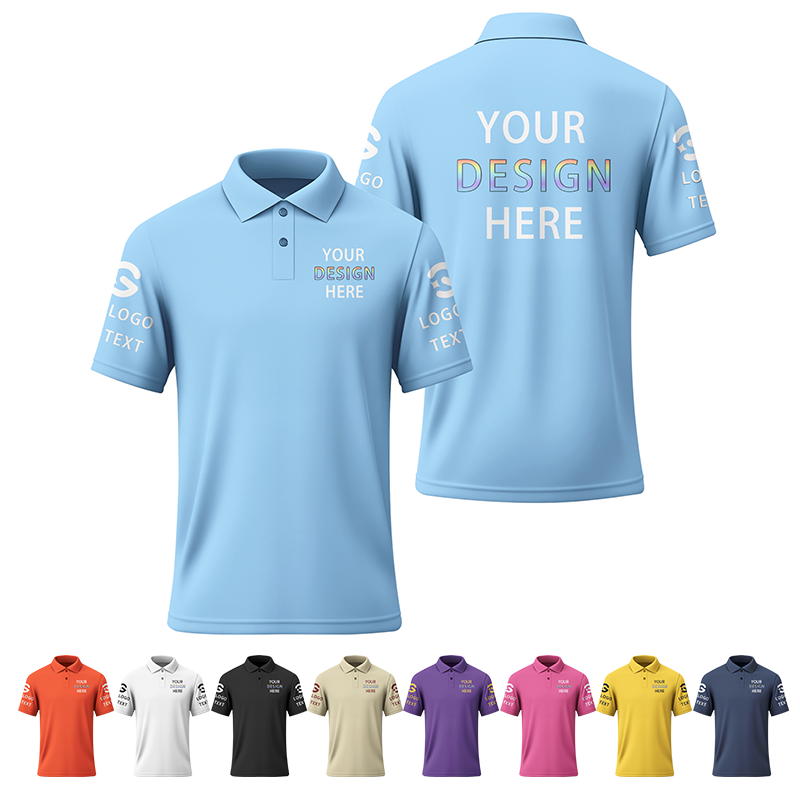 Custom Company Printed Polo Shirt with Printed Logo Name Text for Volunteer Shirt