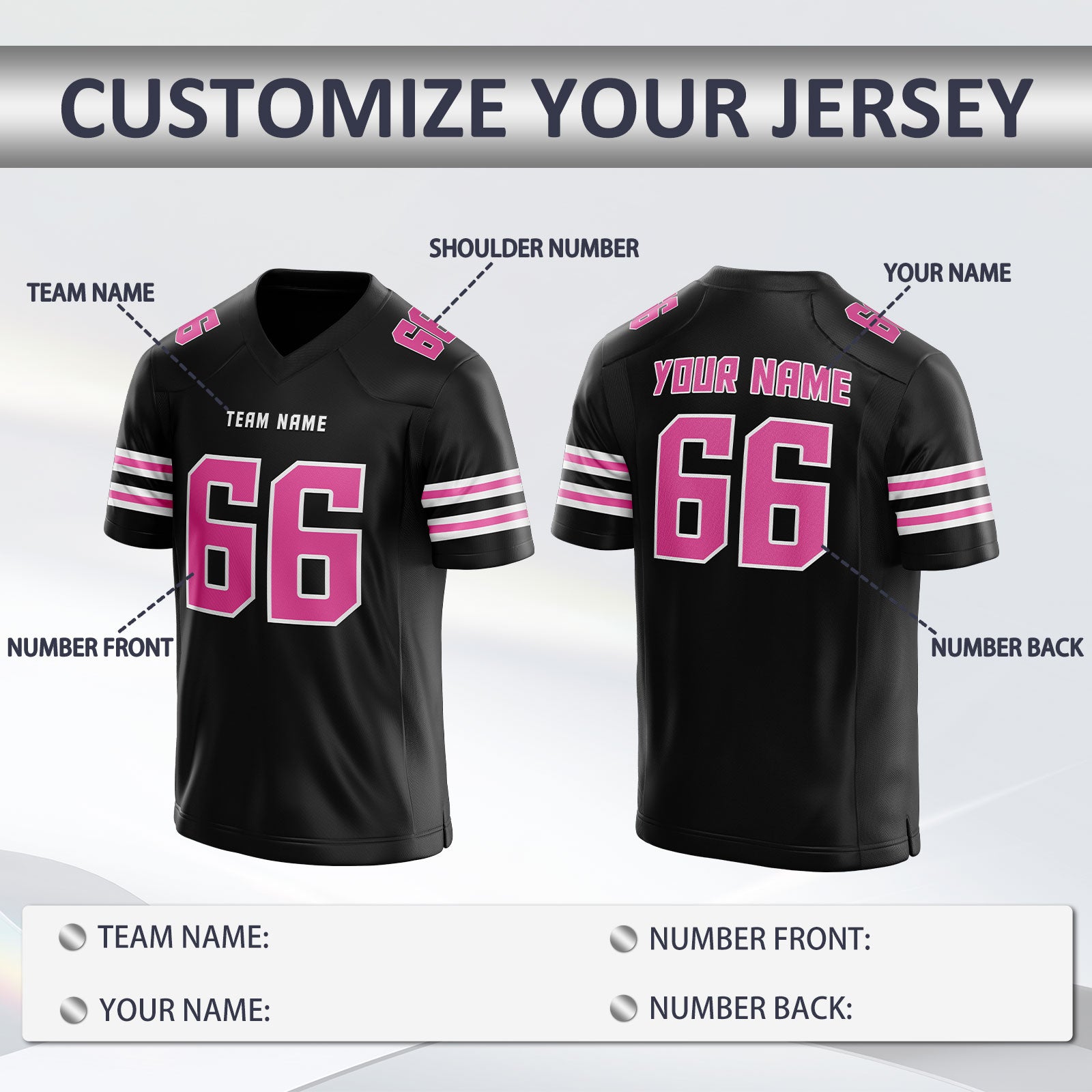 Custom Football Game Jersey with Personalized Team Logo with Stitched Printed Name