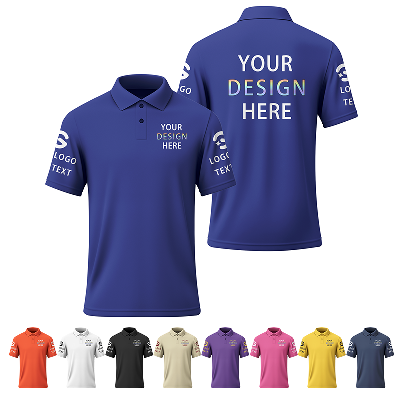 Custom Printed Logo Polo Uniform with Custom Printed Logo Name Text for Staff Team Events