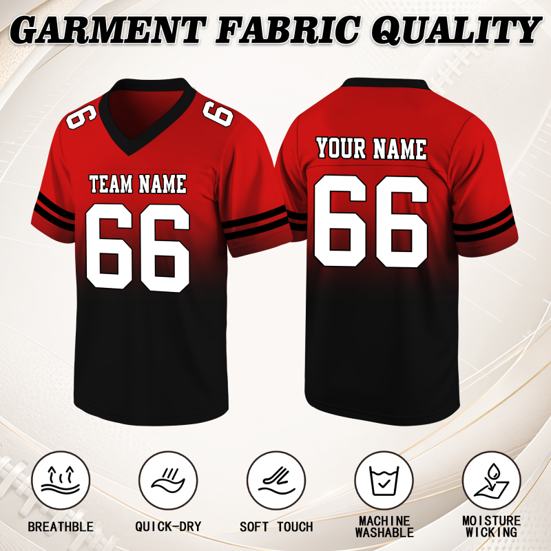 Custom Football Game Jersey V Neck Stitched Printed Team Logo