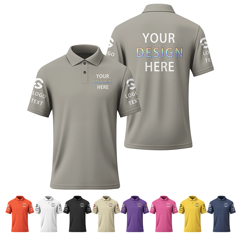 Custom Event Printed Polo Shirt with Custom Printed Logo Name Text for Staff Team Events