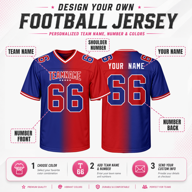 Personalized Team Football Jersey with Front Team Name and Back Number for Team