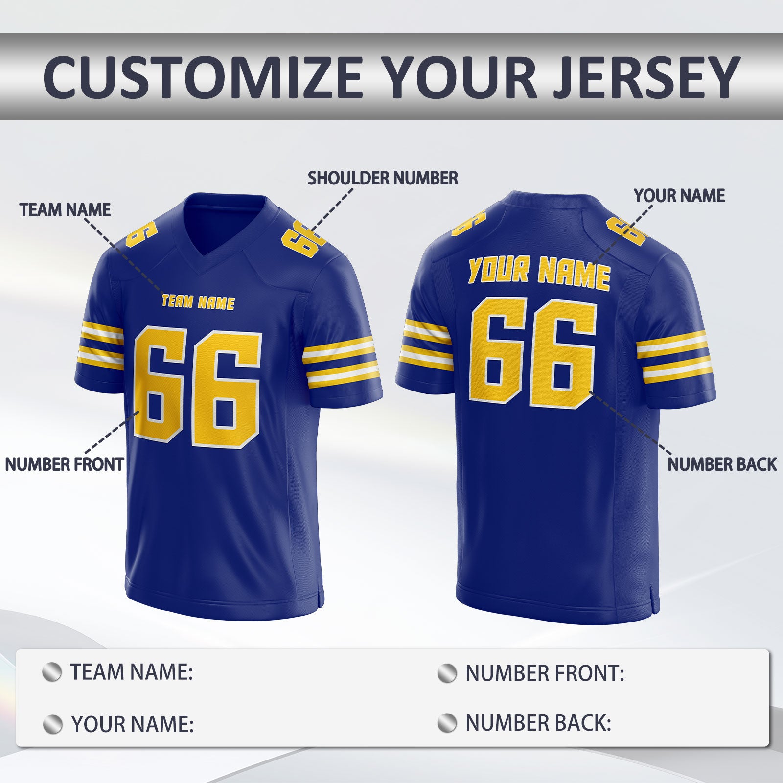 Custom Game Day Football Jersey with Personalized Name Number with Stitched Printed