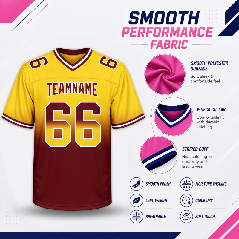 Slim Fit Custom Football Uniform with Custom Text and Number