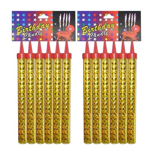 Gold sparkler birthday candles on wedding cake