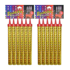 Gold sparkler birthday candles on wedding cake
