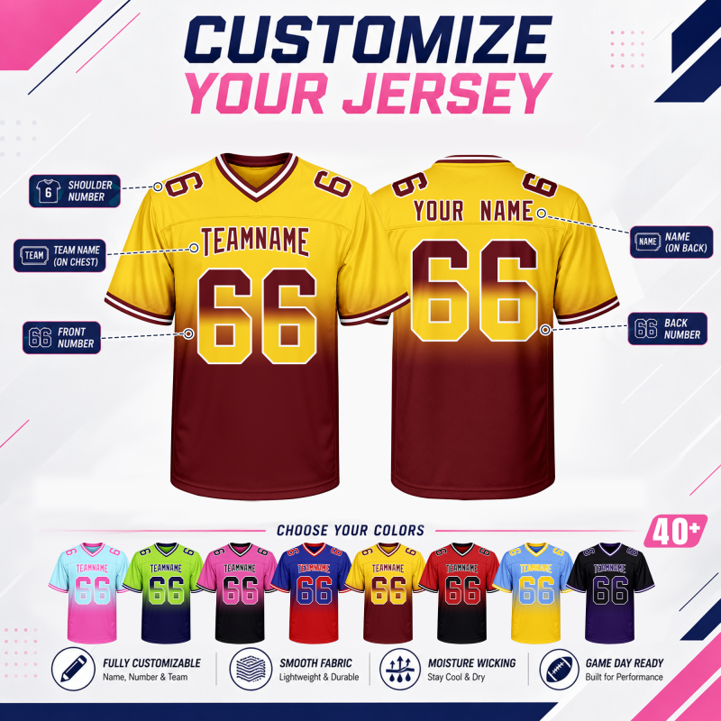 Slim Fit Custom Football Uniform with Custom Text and Number