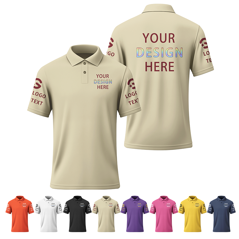 Custom Short Sleeve Printed Polo Shirt with Custom Names and Logos for Fundraiser Event