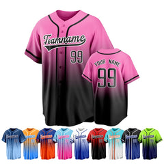 Custom Button Down Baseball Jersey Breathable with Name and Number