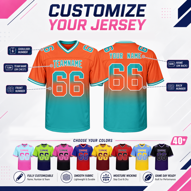 Custom Football Jersey with Front Team Name and Back Number Fan Gift