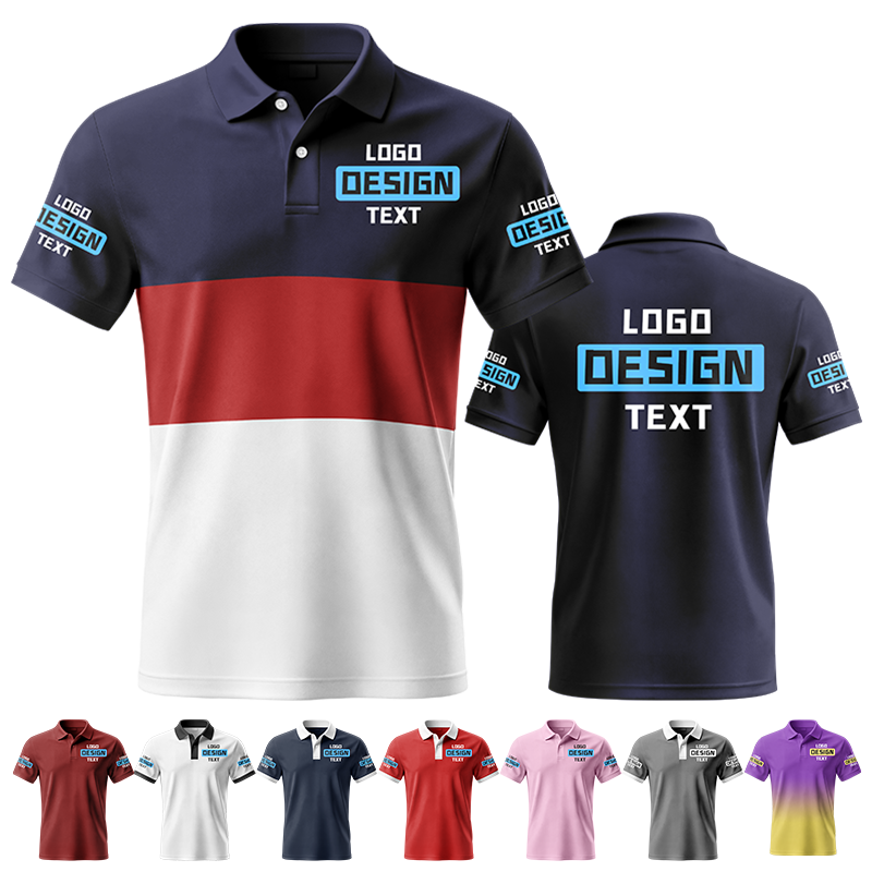 Custom Printed Polo Work Uniform with Custom Printed Logo Name Text for Staff Team Events