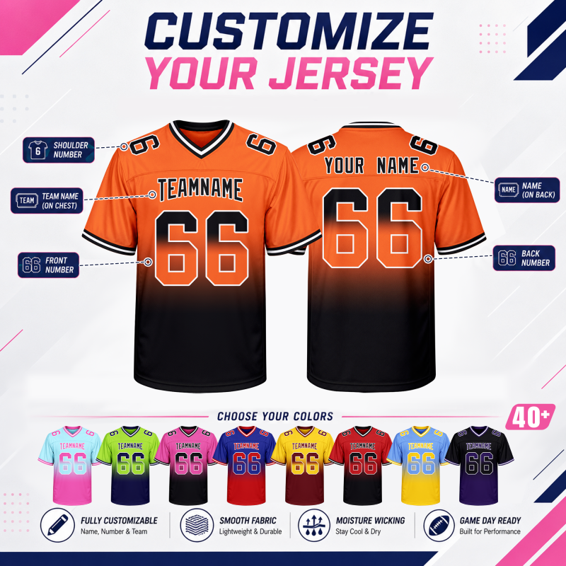 Custom Football Fan Jersey Stitched Printed Name Number for Class Reunion Groups
