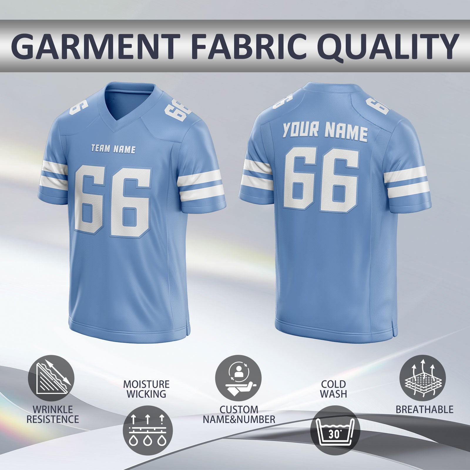 Personalized Team Football Jersey with Front Team Name and Back Number for College Team