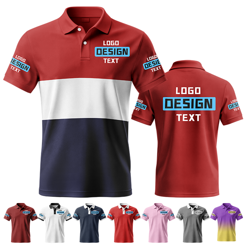 Custom Staff Printed Polo Shirt with Printed Logo Name Text for Company Picnic