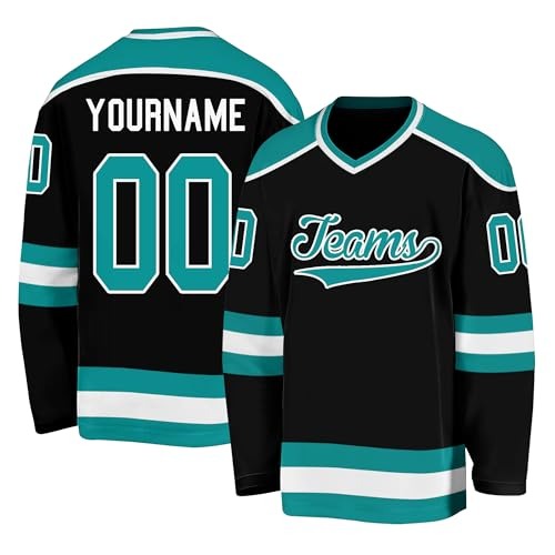 Personalized Hockey Team Jersey with Custom Text and Number Stitched Printed for Teams Players Fans Men Women Youth Kids