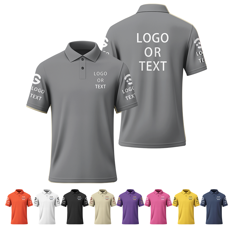 Personalized Golf Printed Polo Shirt with Front Logo and Sleeve Text for Volunteer Shirt