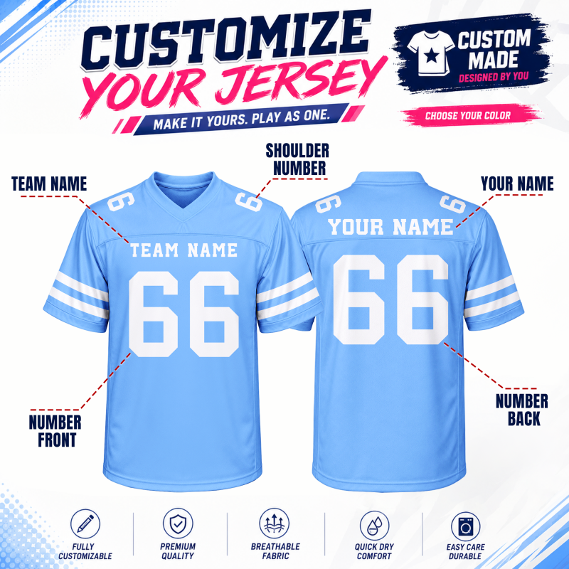 Custom Football Game Jersey with Custom Front Text Stitched Printed