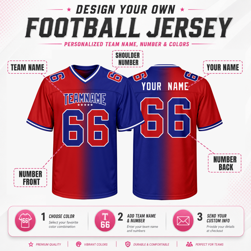 Custom Football Team Jersey with Back Name and Number Game Day Shirt