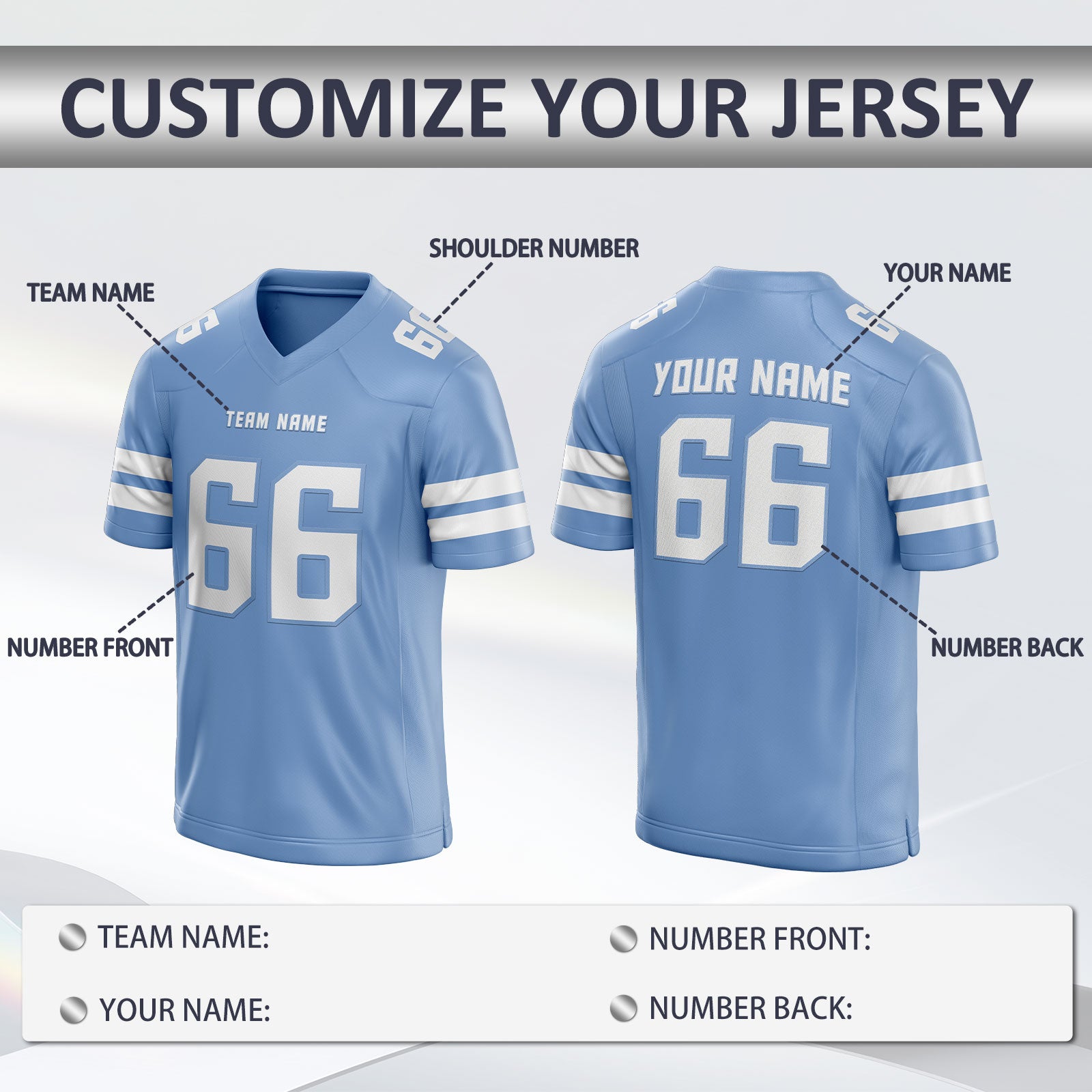 Slim Fit Custom Team Football Uniform with Sleeve Number